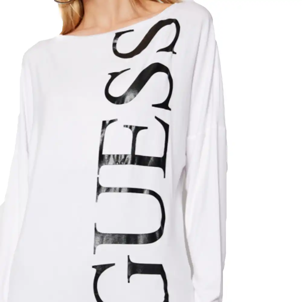 Tee shirt manche longue femme Guess Style chemisier Blanc - ZESHOES