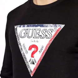 Sweat shirt homme Guess Logo mulot color Noir - ZESHOES Sweat shirt homme Guess Logo mulot color Noir - ZESHOES