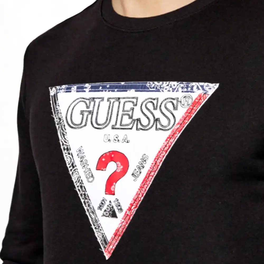 Sweat shirt homme Guess Logo mulot color Noir - ZESHOES Sweat shirt homme Guess Logo mulot color Noir - ZESHOES