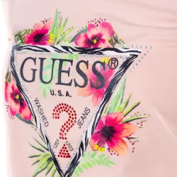 Tee shirt manche courte femme Guess Style flowers Rose - ZESHOES Tee shirt manche courte femme Guess Style flowers Rose - ZESHOES