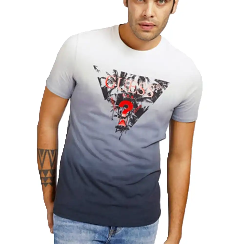 T shirt manche courte homme Guess Style dégradé Bleu - ZESHOES