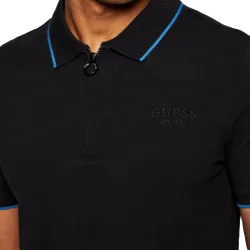 Polo manche courte Guess Liseré extérieur Noir - ZESHOES Polo manche courte Guess Liseré extérieur Noir - ZESHOES