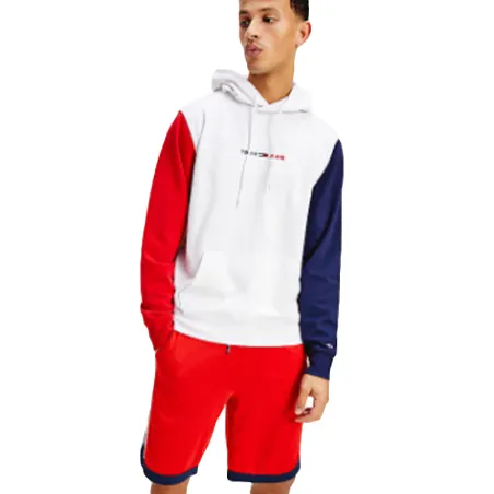 Sweat capuche homme Tommy Jeans Colour block Blanc - ZESHOES