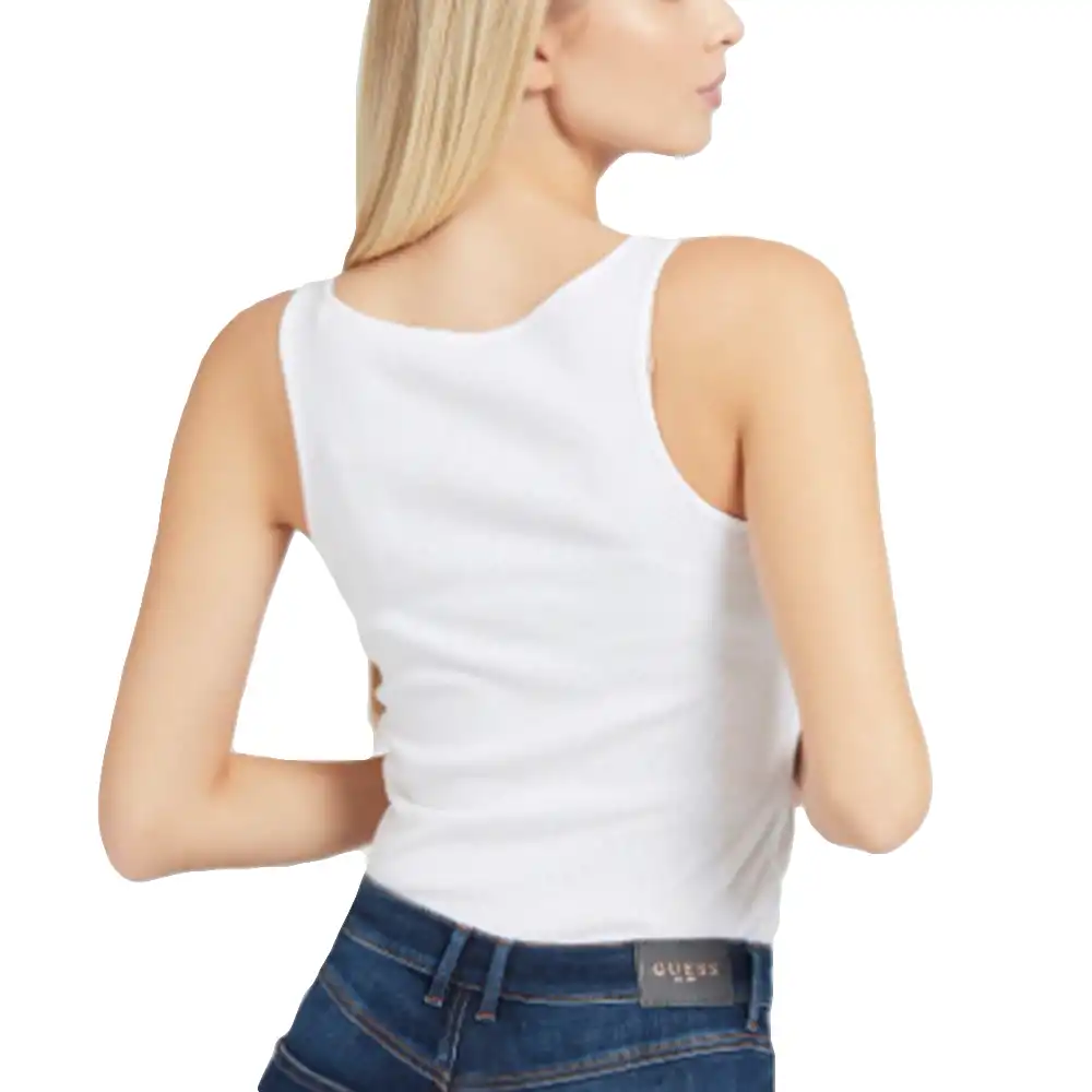 Debardeur femme Guess Logo frontal Blanc - ZESHOES Debardeur femme Guess Logo frontal Blanc - ZESHOES