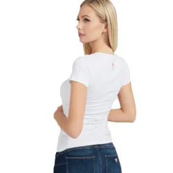 Tee shirt manche longue femme Guess Logo flowers Blanc - ZESHOES Tee shirt manche longue femme Guess Logo flowers Blanc - ZESHOES