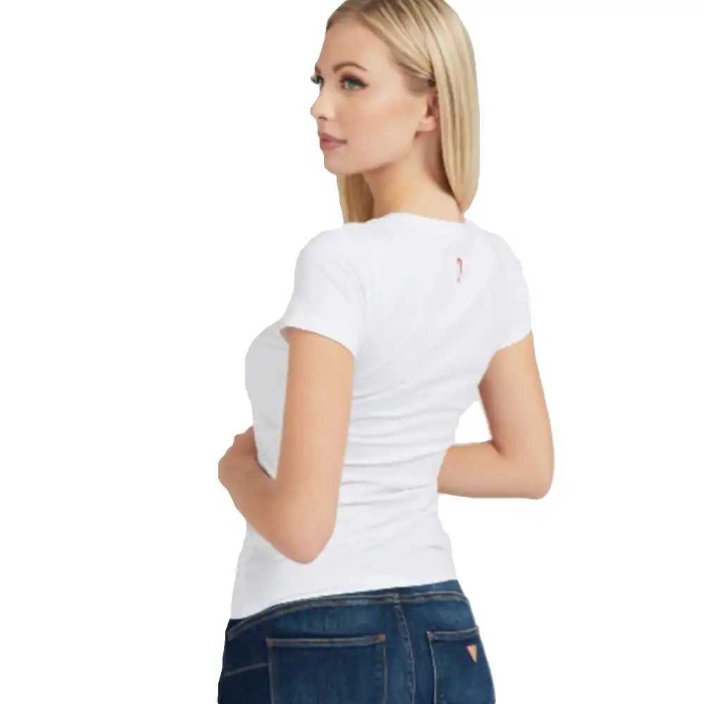 Tee shirt manche longue femme Guess Logo flowers Blanc - ZESHOES Tee shirt manche longue femme Guess Logo flowers Blanc - ZESHOES