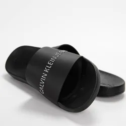 Claquette homme Calvin Klein Slide institutional classic Noir - ZESHOES Claquette homme Calvin Klein Slide institutional classic Noir - ZESHOES