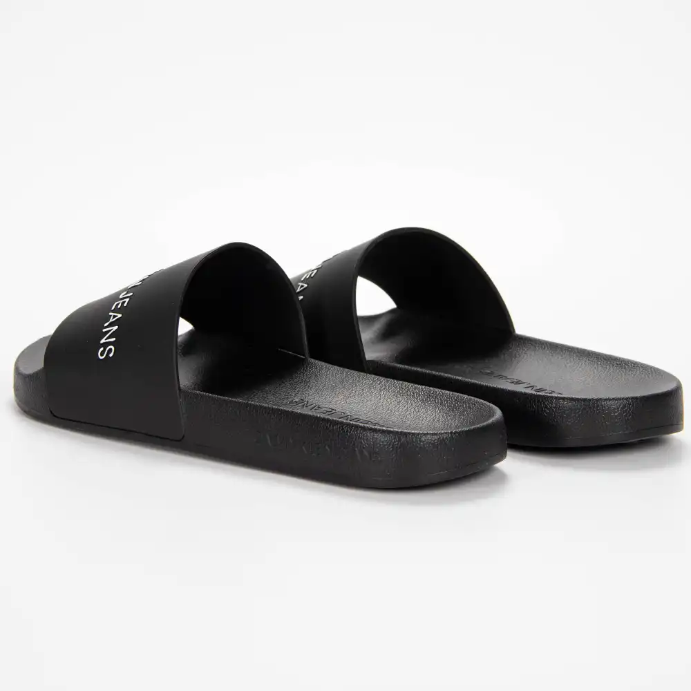 Claquette homme Calvin Klein Slide institutional classic Noir - ZESHOES Claquette homme Calvin Klein Slide institutional classic Noir - ZESHOES