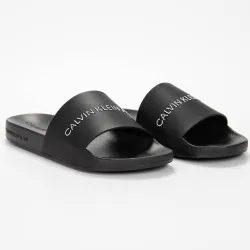 Claquette homme Calvin Klein Slide institutional classic Noir - ZESHOES Claquette homme Calvin Klein Slide institutional classic Noir - ZESHOES