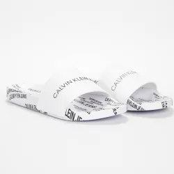 Claquette homme Calvin Klein slide institutional Blanc - ZESHOES Claquette homme Calvin Klein slide institutional Blanc - ZESHOES