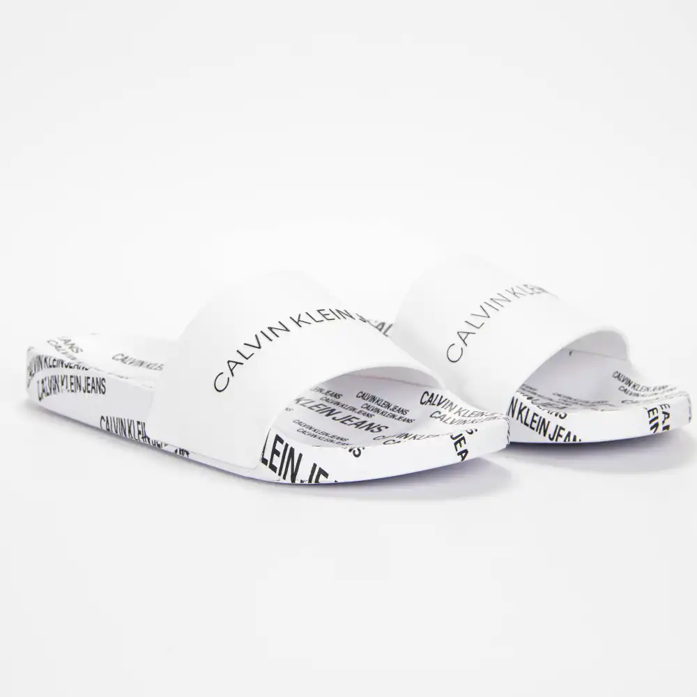 Claquette homme Calvin Klein slide institutional Blanc - ZESHOES