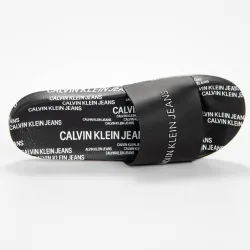 Claquette homme Calvin Klein slide institutional Noir - ZESHOES Claquette homme Calvin Klein slide institutional Noir - ZESHOES