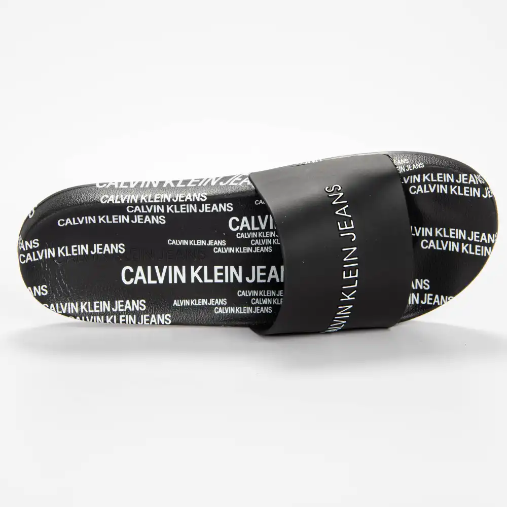 Claquette homme Calvin Klein slide institutional Noir - ZESHOES Claquette homme Calvin Klein slide institutional Noir - ZESHOES