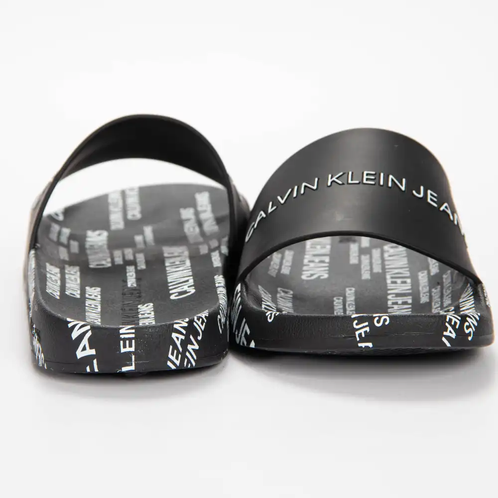 Claquette homme Calvin Klein slide institutional Noir - ZESHOES Claquette homme Calvin Klein slide institutional Noir - ZESHOES
