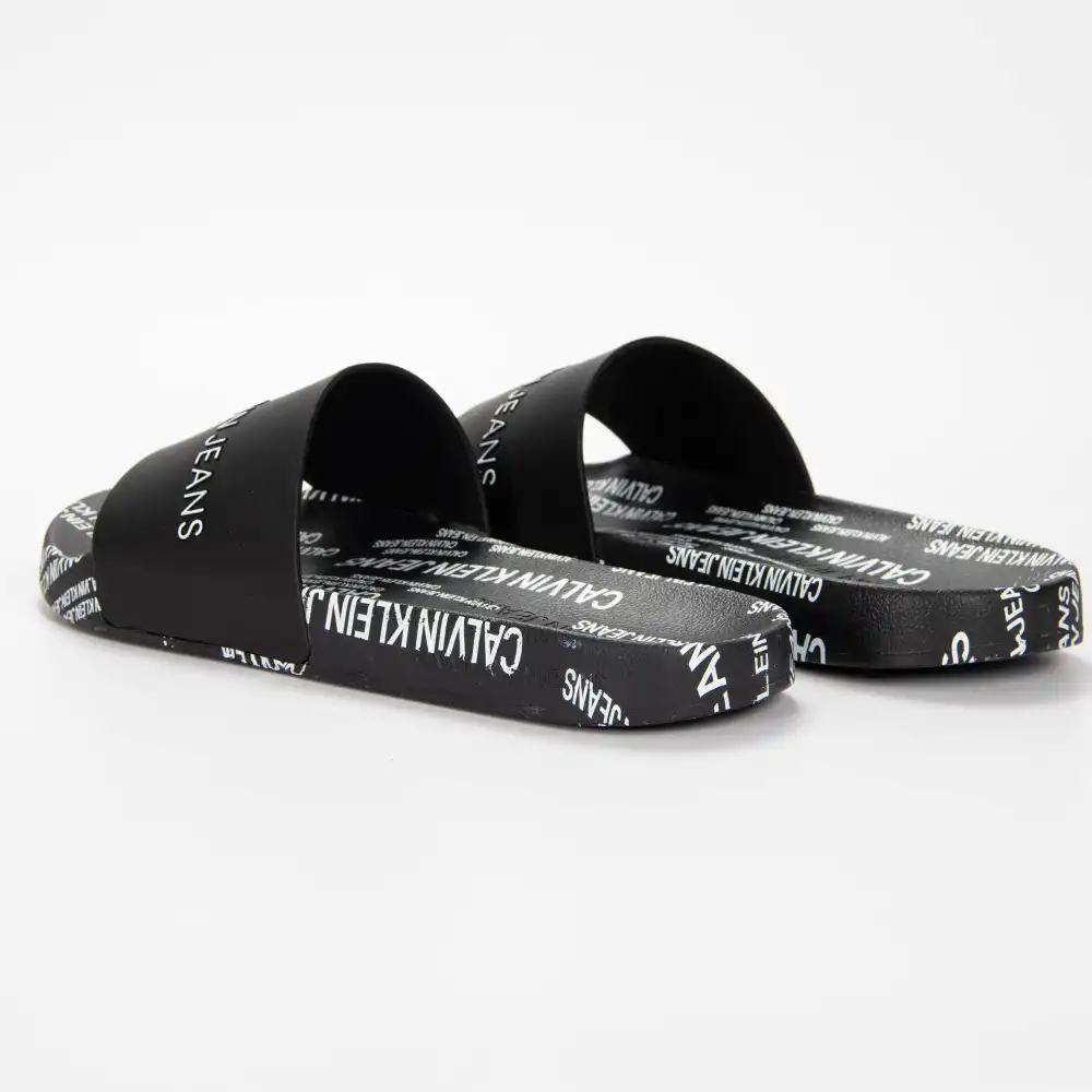Claquette homme Calvin Klein slide institutional Noir - ZESHOES Claquette homme Calvin Klein slide institutional Noir - ZESHOES