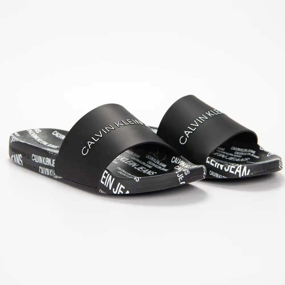 Claquette homme Calvin Klein slide institutional Noir - ZESHOES