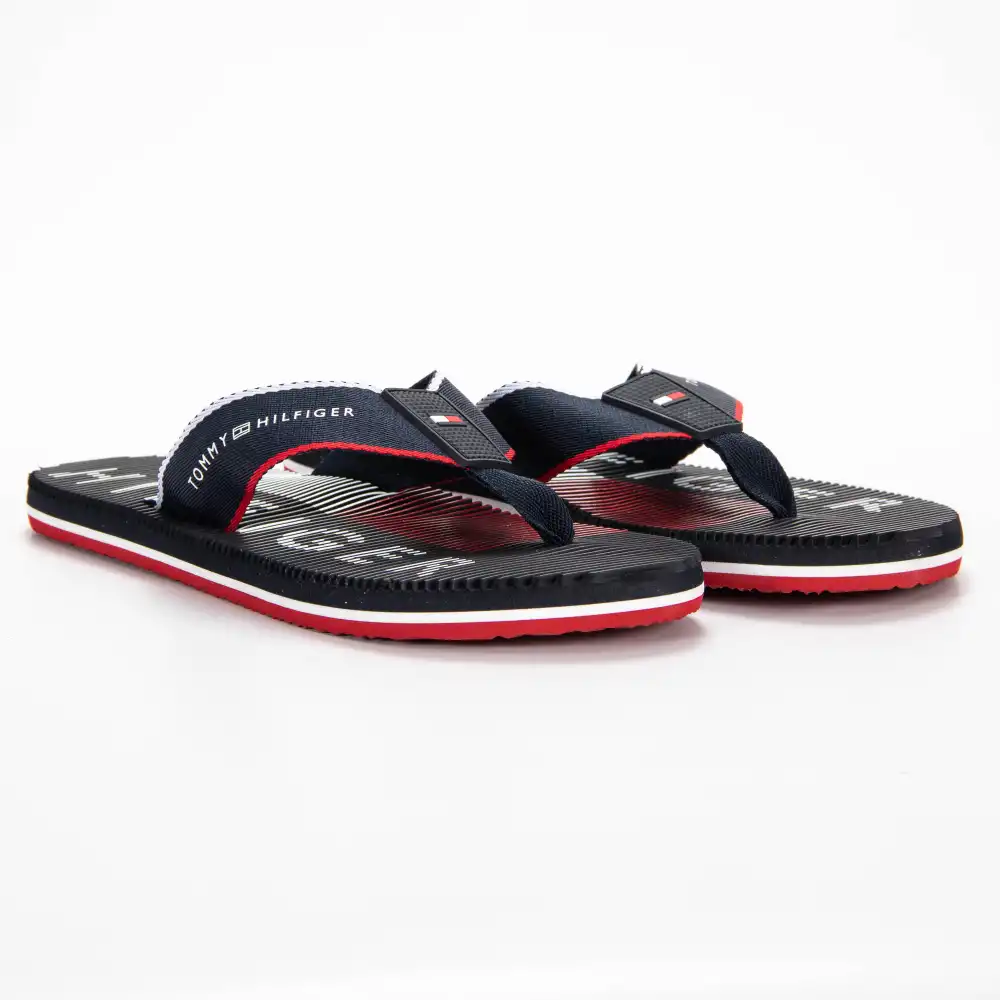 Tong homme Tommy Jeans Massage footbed beach sandal Bleu - ZESHOES