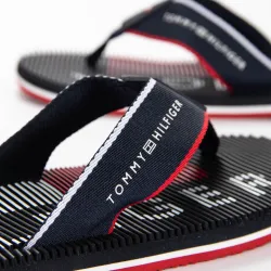 Tong homme Tommy Jeans Massage footbed beach sandal Bleu - ZESHOES Tong homme Tommy Jeans Massage footbed beach sandal Bleu - ZESHOES