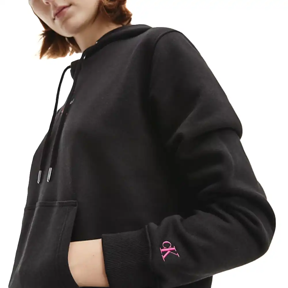Sweat capuche femme Calvin Klein Logo brodé Noir - ZESHOES Sweat capuche femme Calvin Klein Logo brodé Noir - ZESHOES