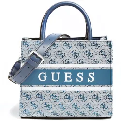Pochette femme Guess Mini cabas Monique logo 4g Bleu - ZESHOES Pochette femme Guess Mini cabas Monique logo 4g Bleu - ZESHOES