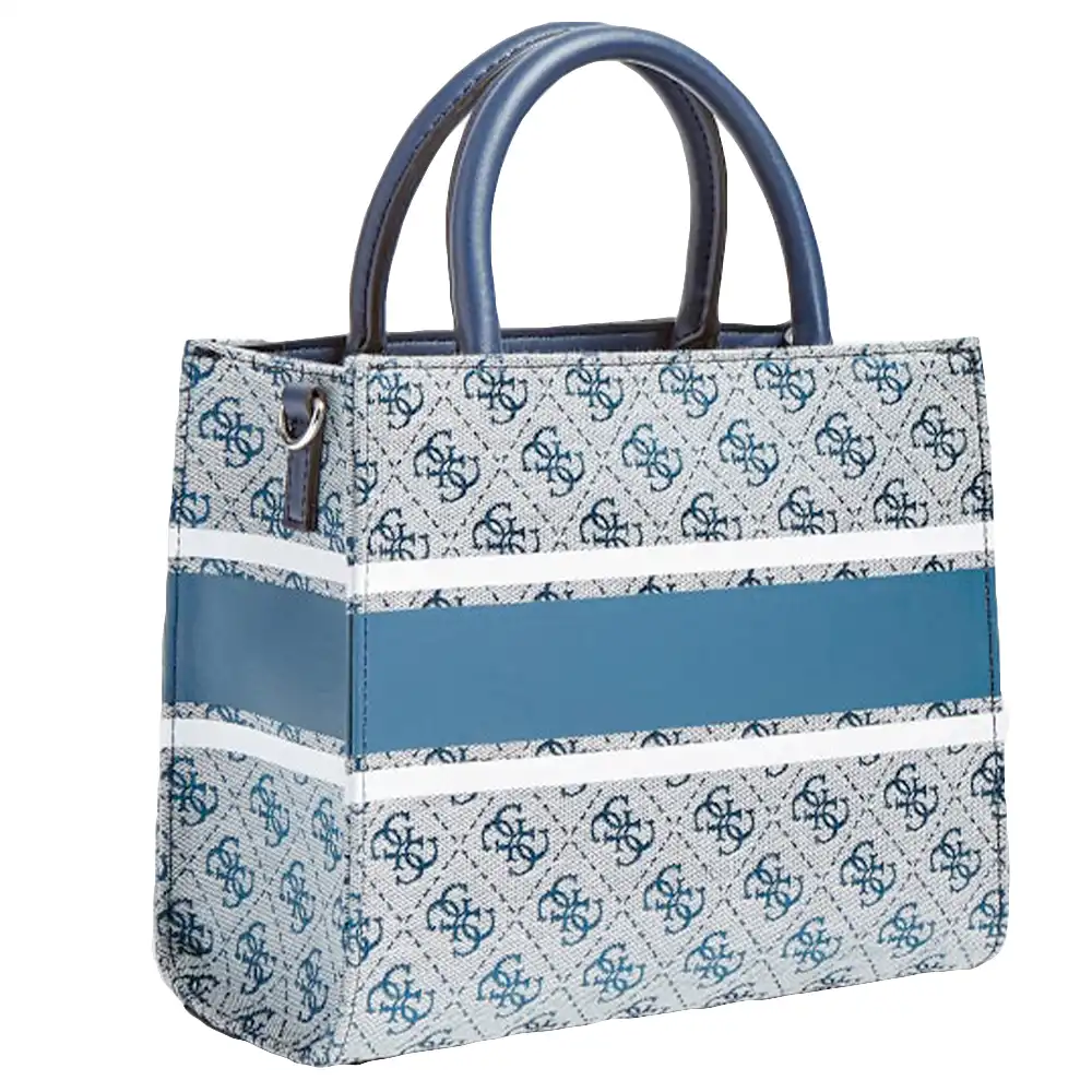 Pochette femme Guess Mini cabas Monique logo 4g Bleu - ZESHOES Pochette femme Guess Mini cabas Monique logo 4g Bleu - ZESHOES