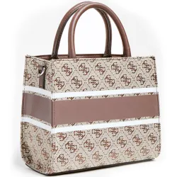 Pochette femme Guess Mini cabas Monique logo 4g Marron - ZESHOES Pochette femme Guess Mini cabas Monique logo 4g Marron - ZESHOES