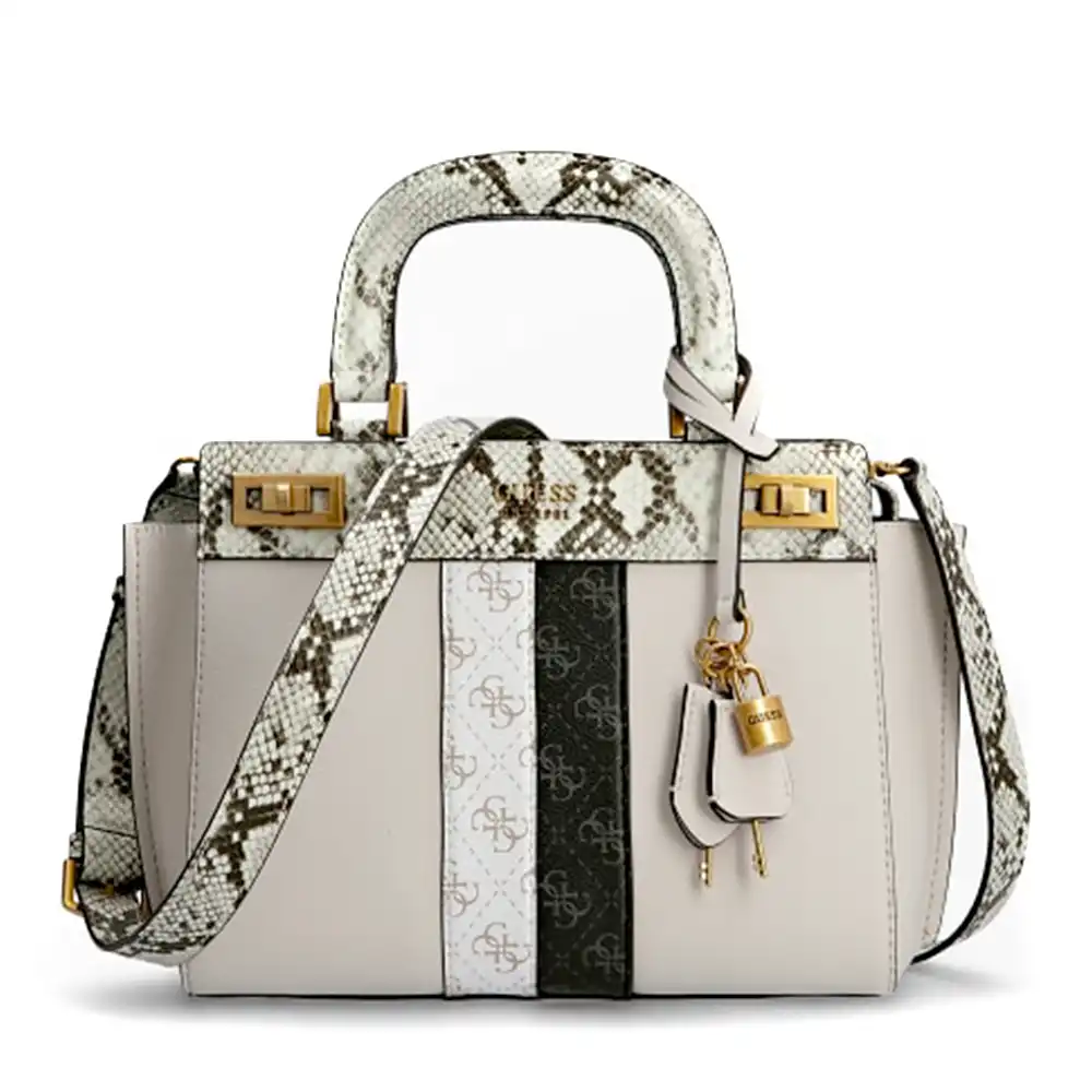 Sac a main femme Guess Katey python Beige - ZESHOES