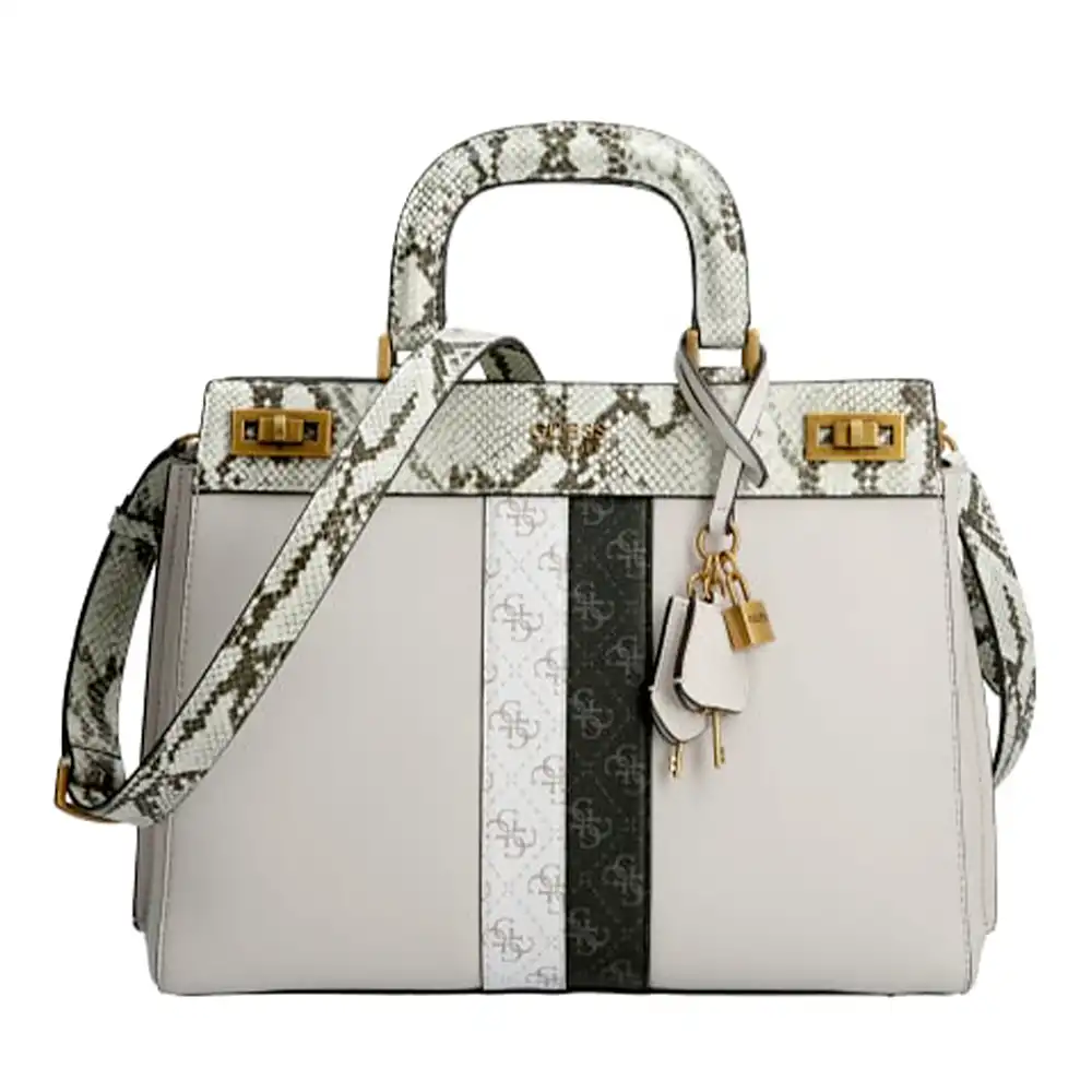 Sac a main femme Guess Grand Katey python Blanc - ZESHOES