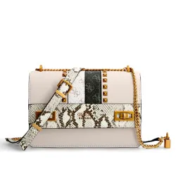 Pochette femme Guess Katey imprimé python Blanc - ZESHOES