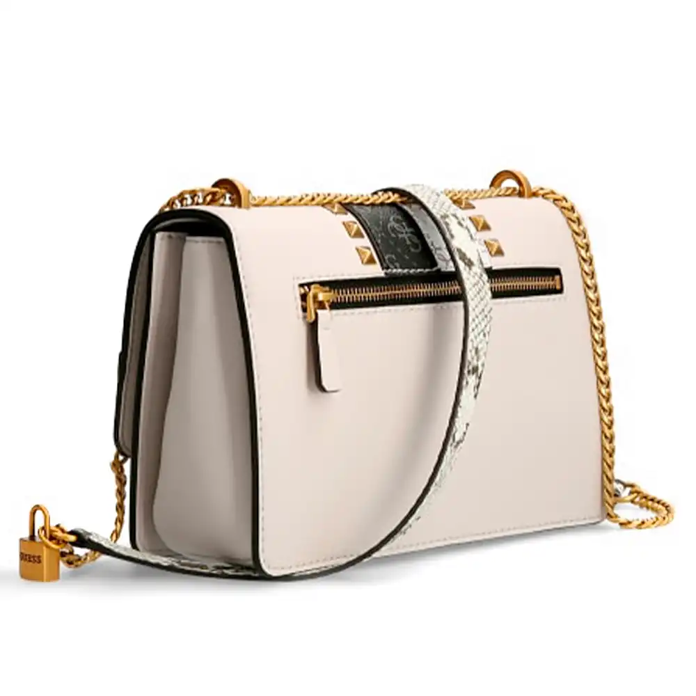 Pochette femme Guess Katey imprimé python Blanc - ZESHOES