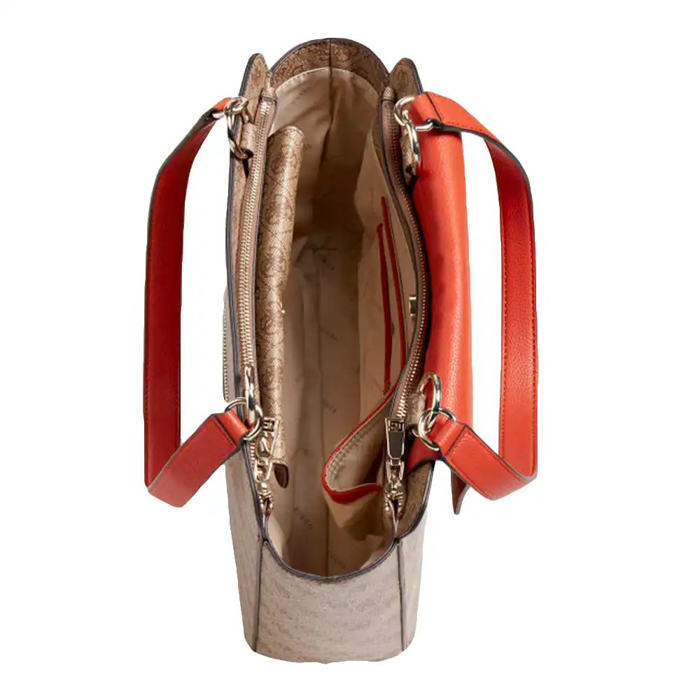 Sac a main femme Guess Valy logo 4g Orange - ZESHOES