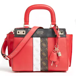 Sac a main femme Guess Katey bande logo Rouge - ZESHOES