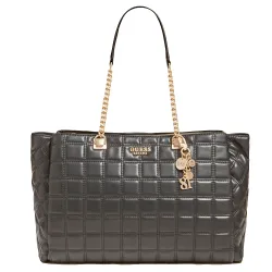 Sac a main femme Guess Cabas kamina capitonne Noir - ZESHOES Sac a main femme Guess Cabas kamina capitonne Noir - ZESHOES