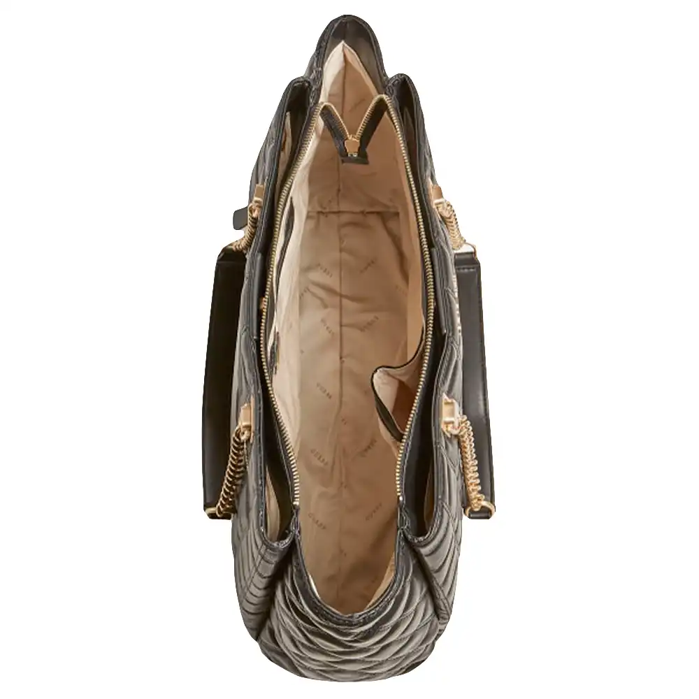 Sac a main femme Guess Cabas kamina capitonne Noir - ZESHOES Sac a main femme Guess Cabas kamina capitonne Noir - ZESHOES