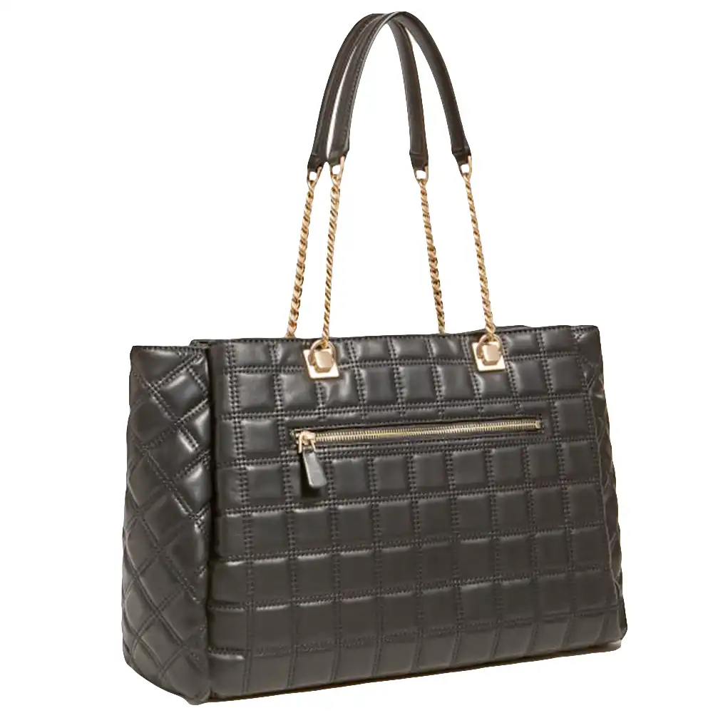 Sac a main femme Guess Cabas kamina capitonne Noir - ZESHOES Sac a main femme Guess Cabas kamina capitonne Noir - ZESHOES