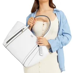 Sac a main femme Guess Cabas naya Blanc - ZESHOES Sac a main femme Guess Cabas naya Blanc - ZESHOES