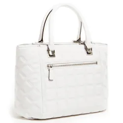 Sac a main femme Guess Kamina capitonne Blanc - ZESHOES Sac a main femme Guess Kamina capitonne Blanc - ZESHOES