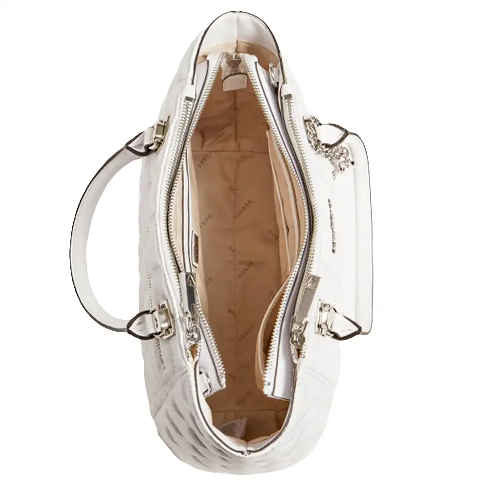 Sac a main femme Guess Kamina capitonne Blanc - ZESHOES Sac a main femme Guess Kamina capitonne Blanc - ZESHOES