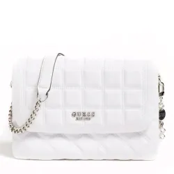 Pochette femme Guess Mini kamina capitonne Blanc - ZESHOES Pochette femme Guess Mini kamina capitonne Blanc - ZESHOES
