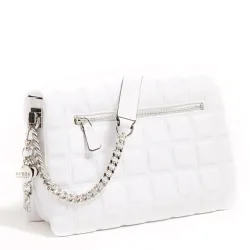 Pochette femme Guess Mini kamina capitonne Blanc - ZESHOES Pochette femme Guess Mini kamina capitonne Blanc - ZESHOES