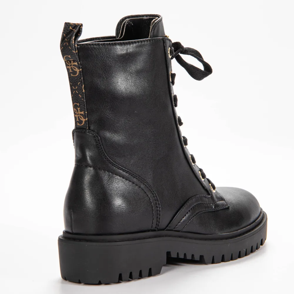 Bottine femme Guess Olinia 4g dark combat boot Noir ZESHOES