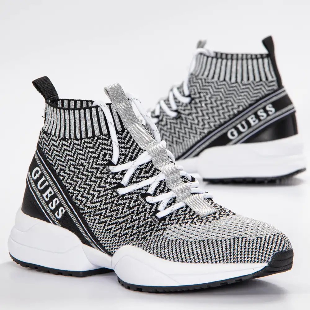 Basket montante femme Guess Brite Argent - ZESHOES Basket montante femme Guess Brite Argent - ZESHOES