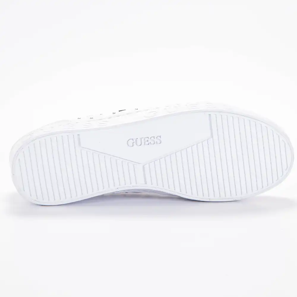 Basket de ville basse femme Guess Sneaker riyan logo gaufre Blanc - ZESHOES
