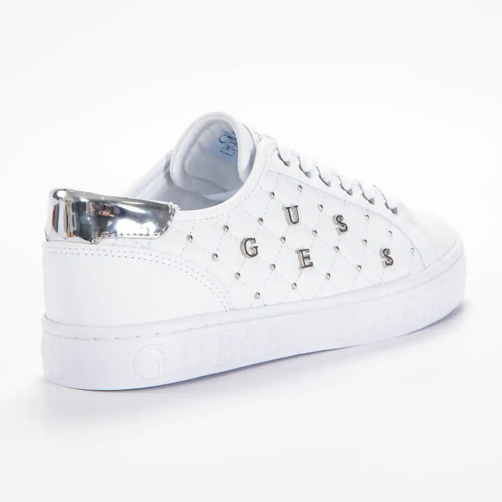 Basket de ville basse femme Guess Sneaker riyan logo gaufre Blanc - ZESHOES