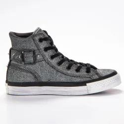 Basket montante femme Converse Collar strap black Gris - ZESHOES Basket montante femme Converse Collar strap black Gris - ZESHOES