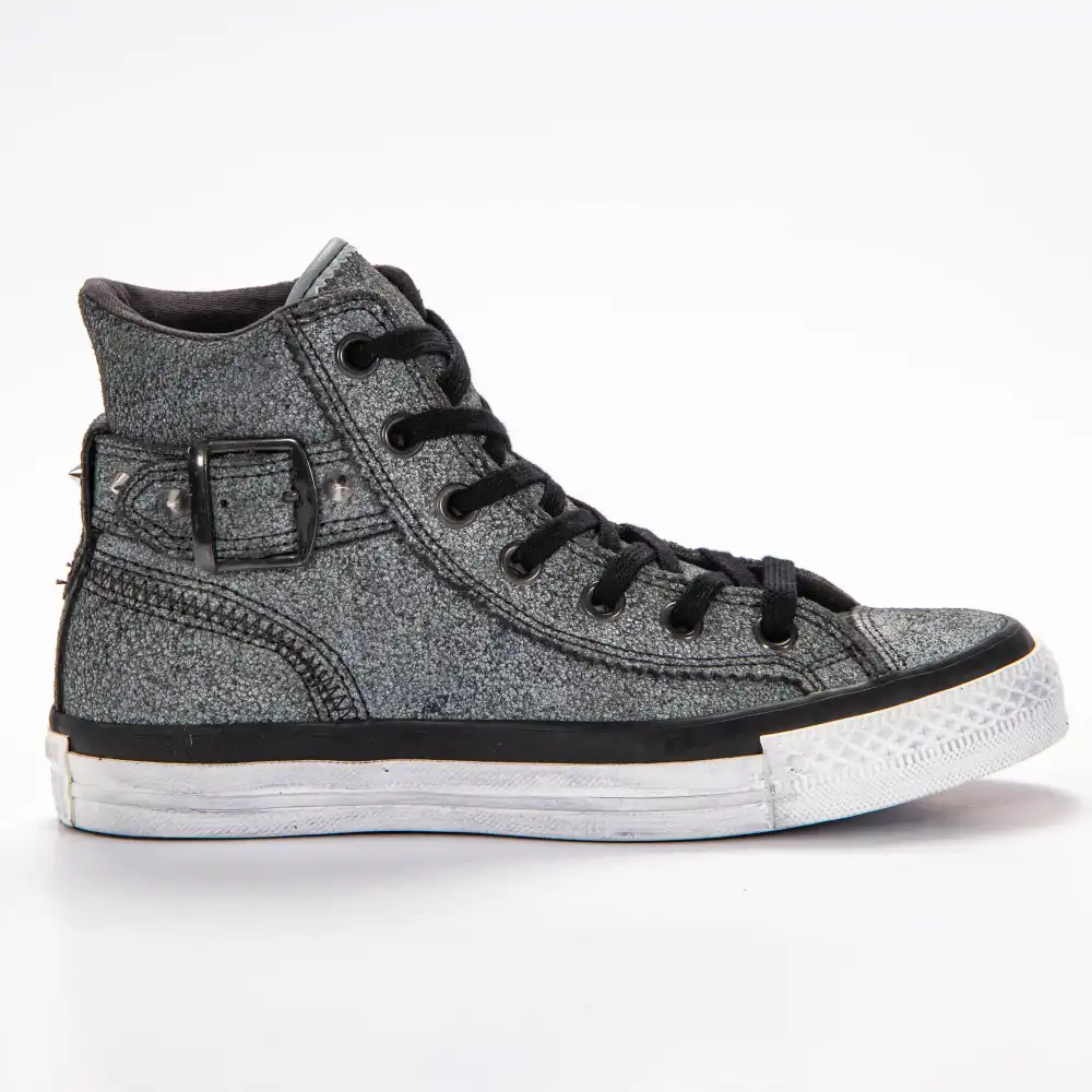 Basket montante femme Converse Collar strap black Gris - ZESHOES Basket montante femme Converse Collar strap black Gris - ZESHOES