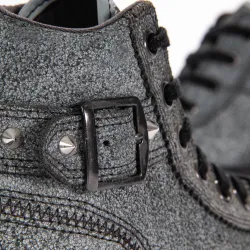 Basket montante femme Converse Collar strap black Gris - ZESHOES Basket montante femme Converse Collar strap black Gris - ZESHOES