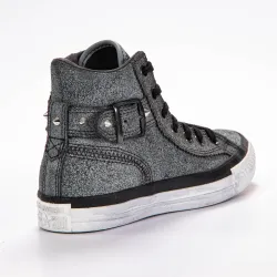 Basket montante femme Converse Collar strap black Gris - ZESHOES Basket montante femme Converse Collar strap black Gris - ZESHOES
