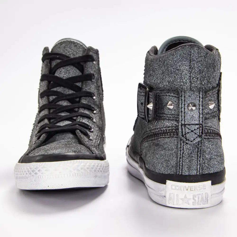 Basket montante femme Converse Collar strap black Gris - ZESHOES Basket montante femme Converse Collar strap black Gris - ZESHOES