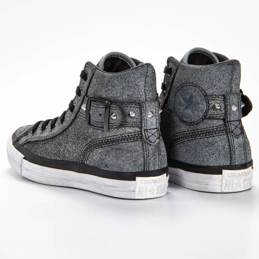 Basket montante femme Converse Collar strap black Gris - ZESHOES Basket montante femme Converse Collar strap black Gris - ZESHOES